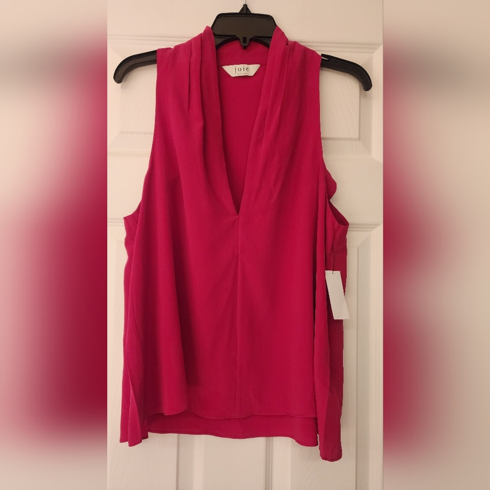 JOIE OCANA sleeveless V-neck blouse in deep Fucia Size Medium - Picture 3 of 8